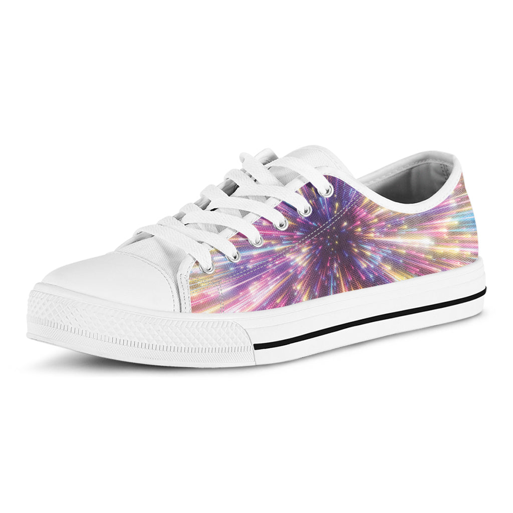 Colorful Hyperspace Print White Low Top Shoes
