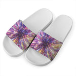 Colorful Hyperspace Print White Slide Sandals