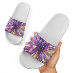 Colorful Hyperspace Print White Slide Sandals