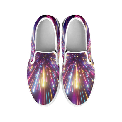 Colorful Hyperspace Print White Slip On Shoes