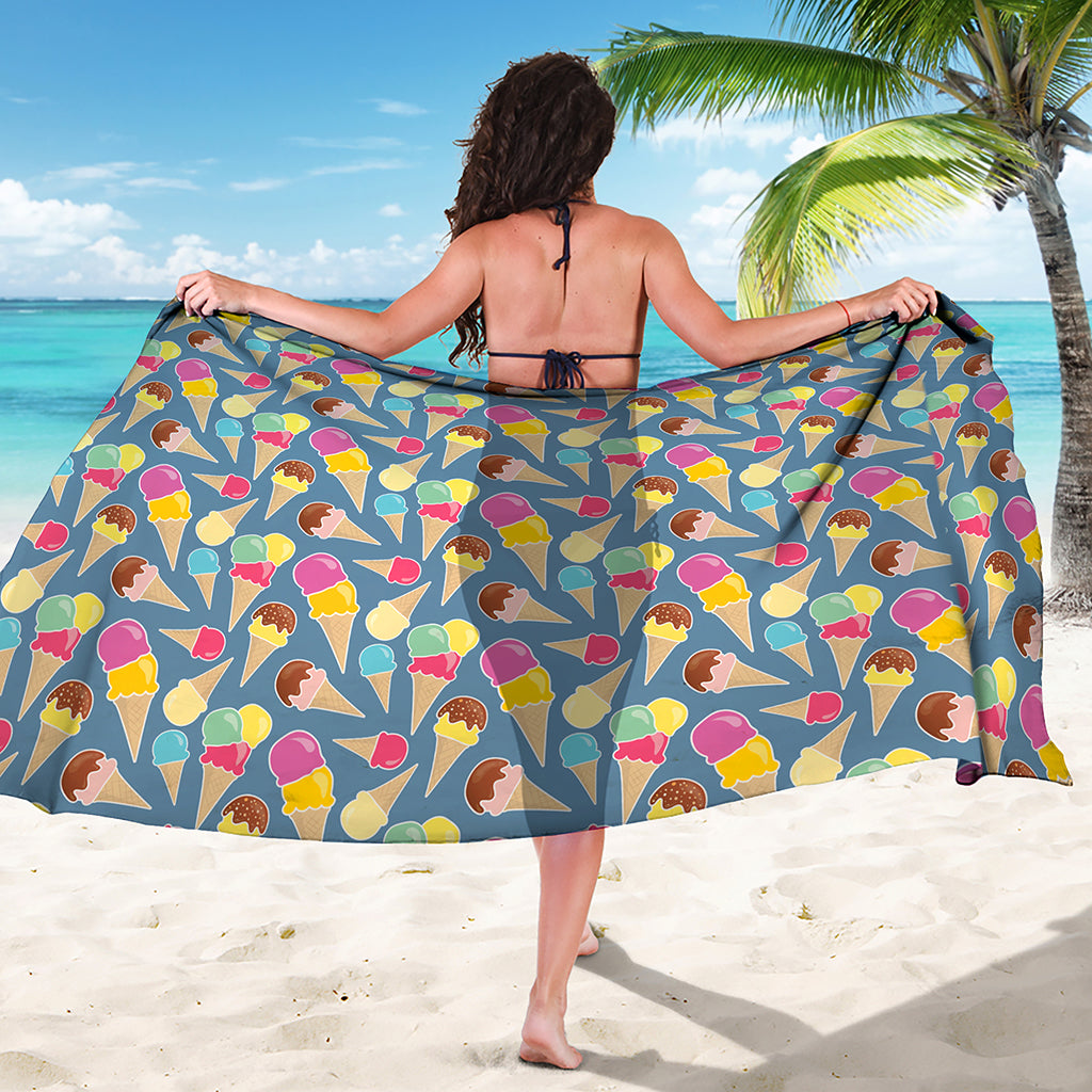 Colorful Ice Cream Pattern Print Beach Sarong Wrap