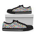 Colorful Ice Cream Pattern Print Black Low Top Sneakers