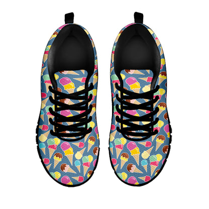 Colorful Ice Cream Pattern Print Black Sneakers