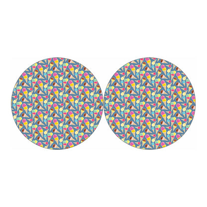 Colorful Ice Cream Pattern Print Car Coasters