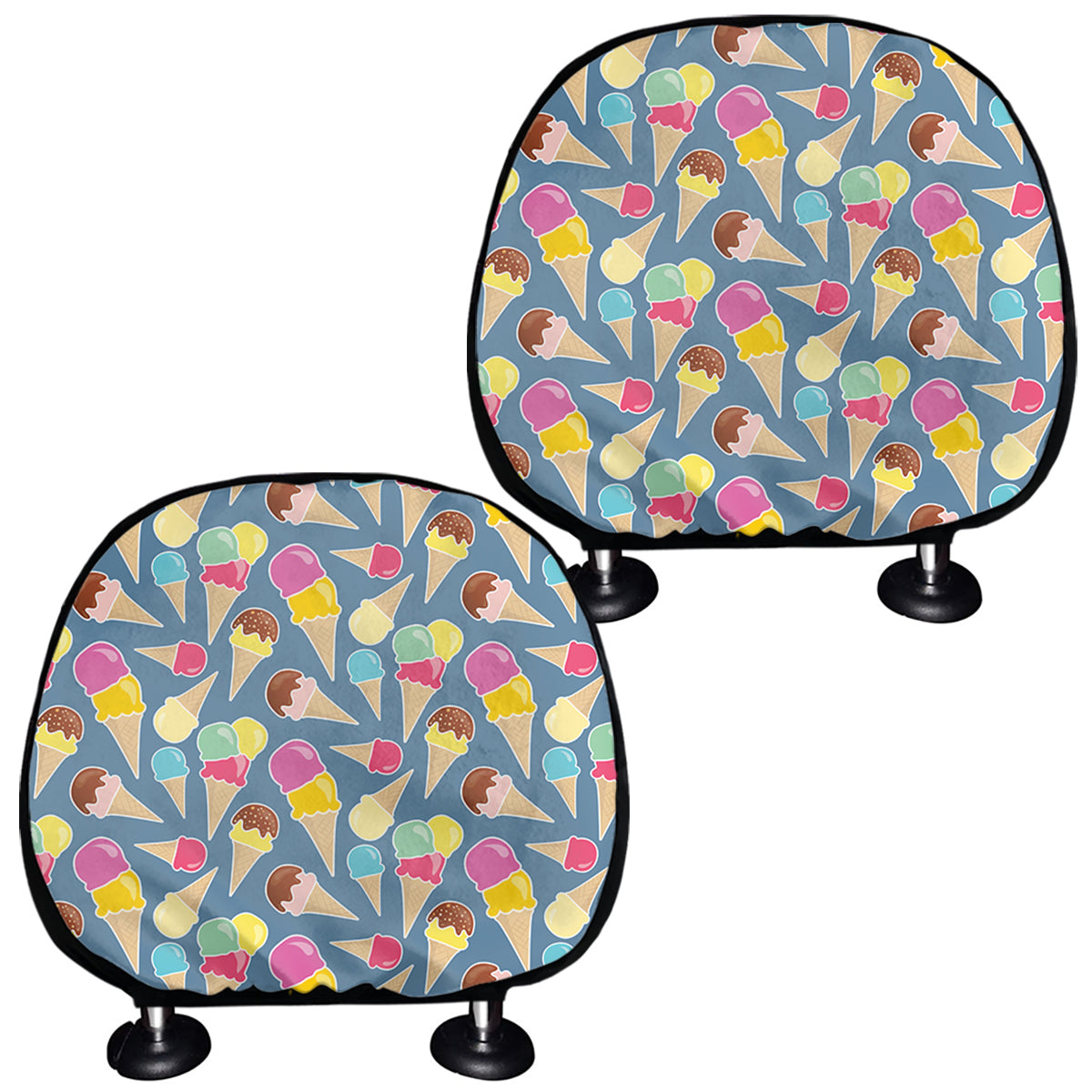 Colorful Ice Cream Pattern Print Car Headrest Covers