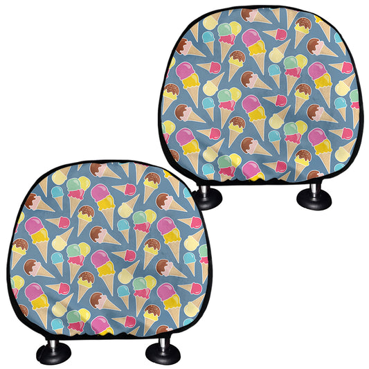 Colorful Ice Cream Pattern Print Car Headrest Covers