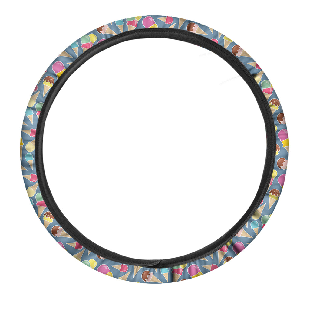 Colorful Ice Cream Pattern Print Car Steering Wheel Cover