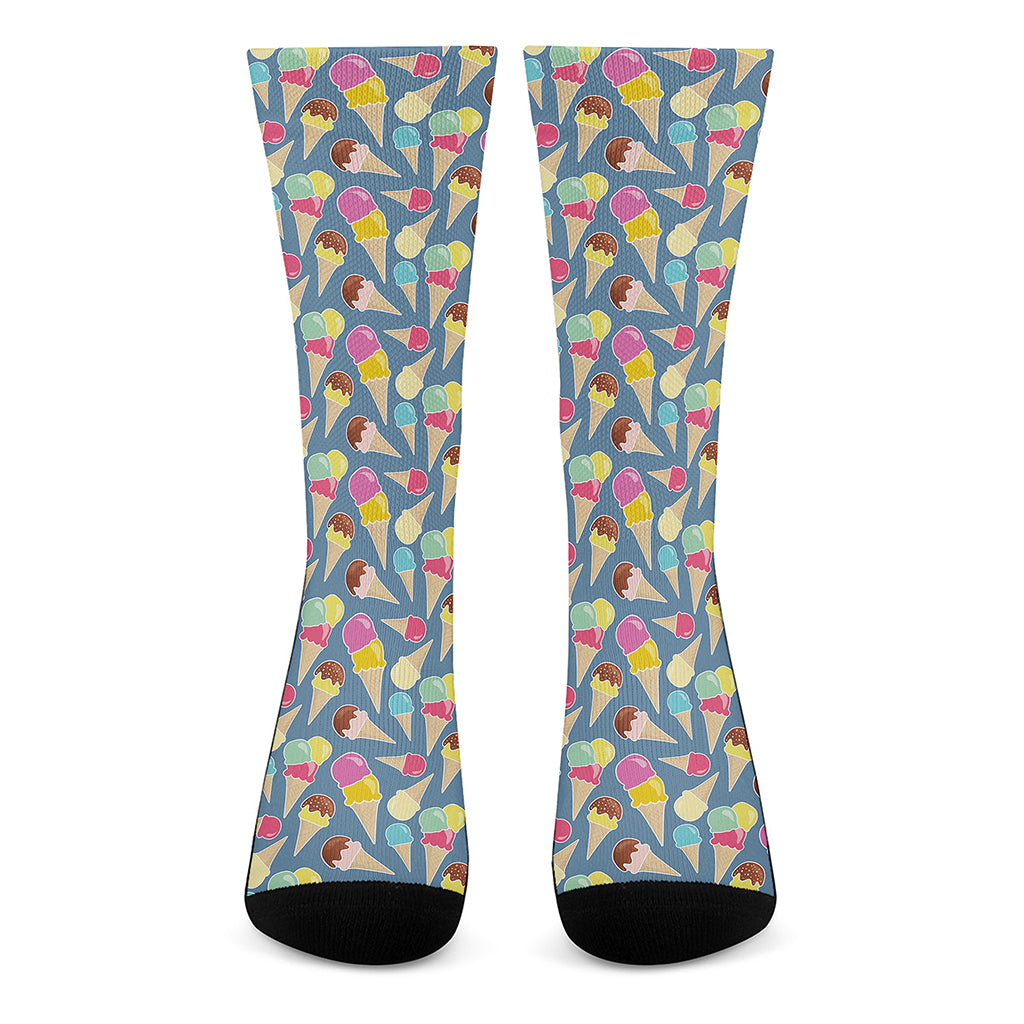 Colorful Ice Cream Pattern Print Crew Socks