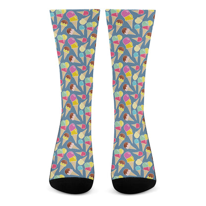 Colorful Ice Cream Pattern Print Crew Socks