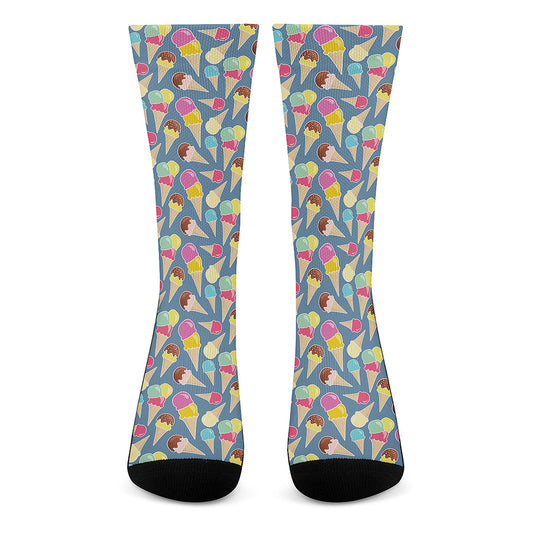 Colorful Ice Cream Pattern Print Crew Socks