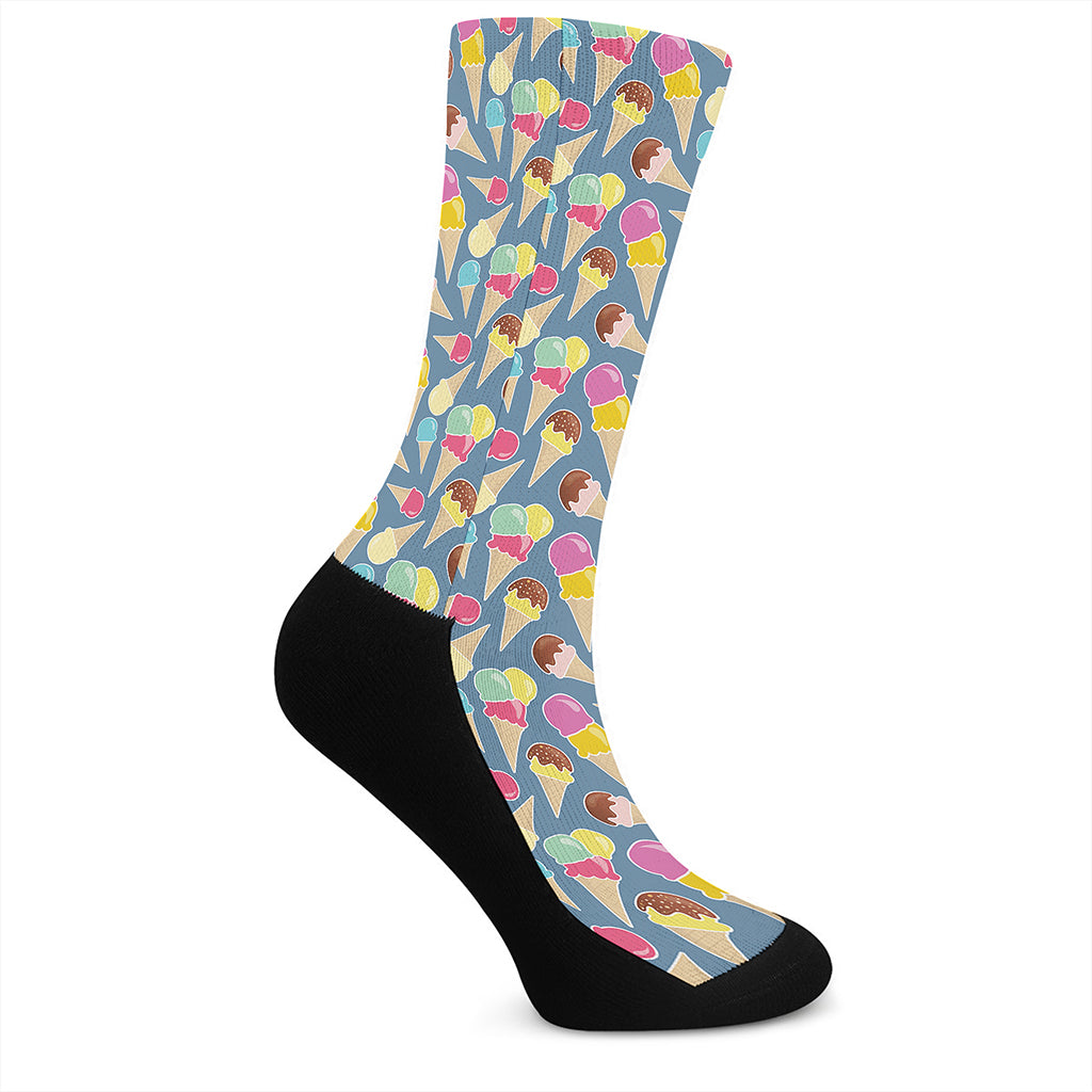 Colorful Ice Cream Pattern Print Crew Socks