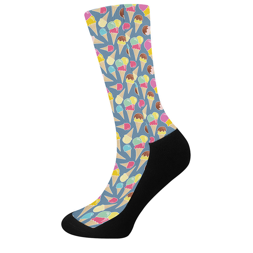 Colorful Ice Cream Pattern Print Crew Socks