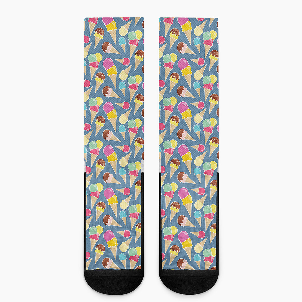 Colorful Ice Cream Pattern Print Crew Socks