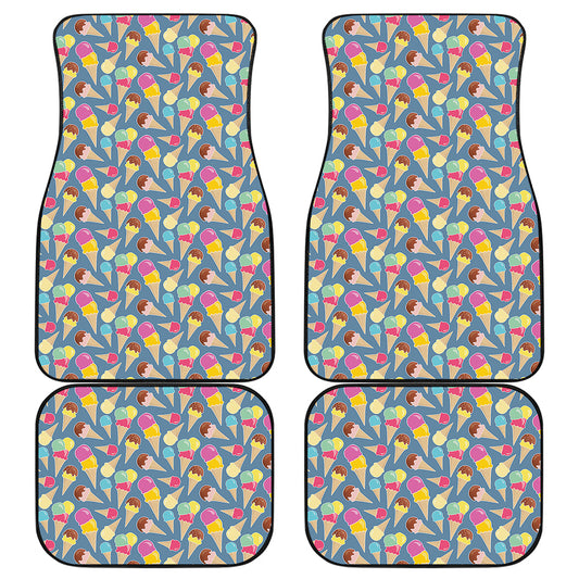 Colorful Ice Cream Pattern Print Front and Back Car Floor Mats