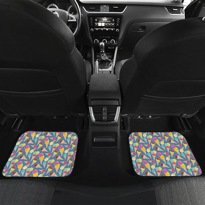 Colorful Ice Cream Pattern Print Front and Back Car Floor Mats