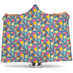Colorful Ice Cream Pattern Print Hooded Blanket