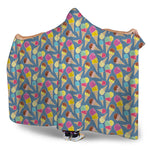 Colorful Ice Cream Pattern Print Hooded Blanket