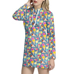 Colorful Ice Cream Pattern Print Hoodie Dress