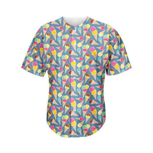 Colorful Ice Cream Pattern Print Men's Baseball Jersey