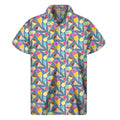Colorful Ice Cream Pattern Print Men's Short Sleeve Shirt