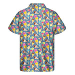 Colorful Ice Cream Pattern Print Men's Short Sleeve Shirt