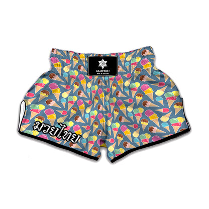 Colorful Ice Cream Pattern Print Muay Thai Boxing Shorts