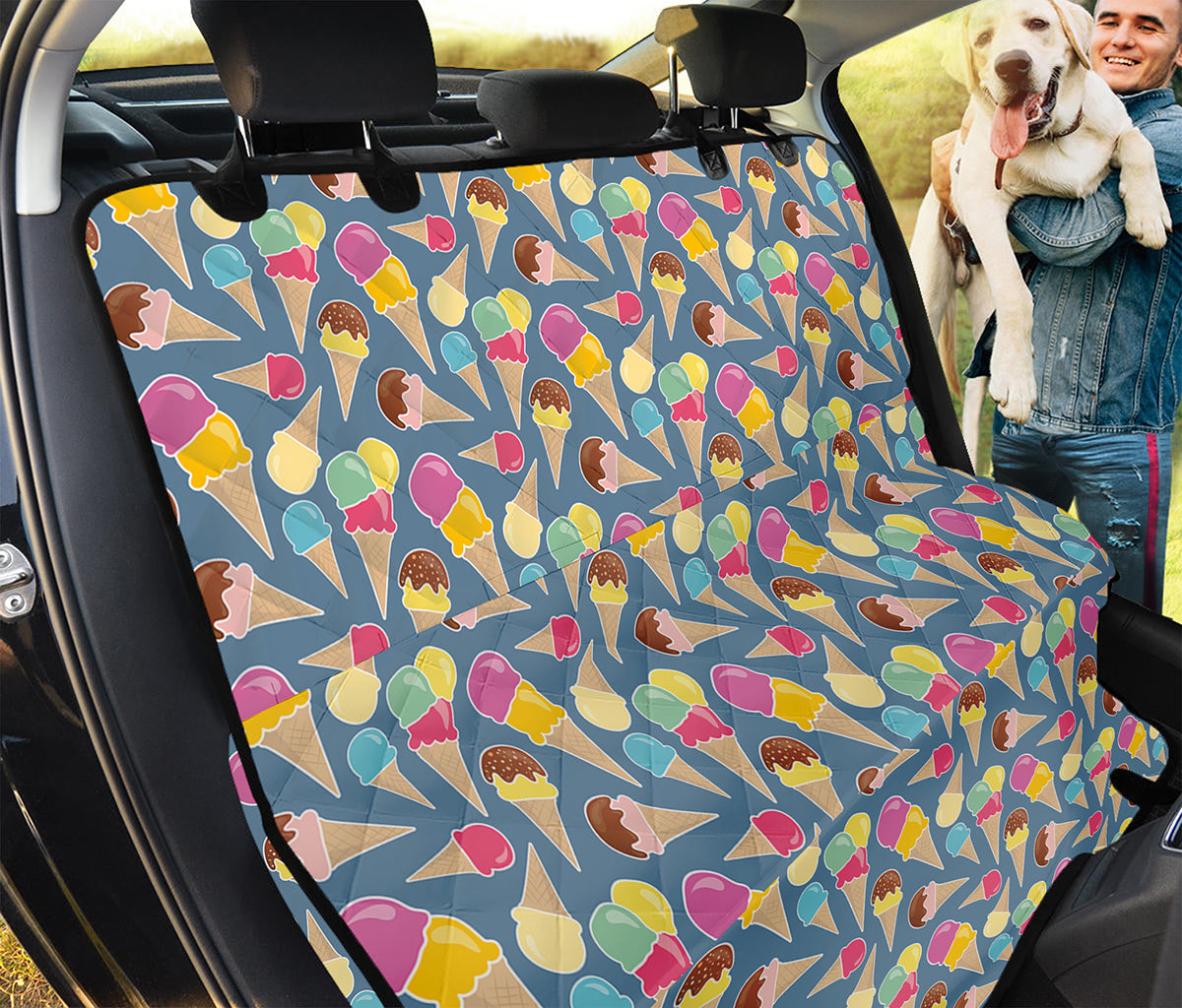 Colorful Ice Cream Pattern Print Pet Car Back Seat Cover