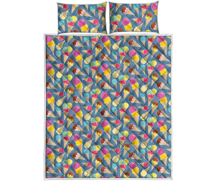 Colorful Ice Cream Pattern Print Quilt Bed Set