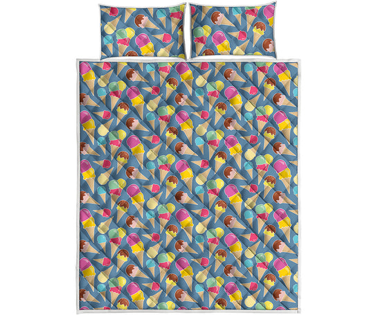Colorful Ice Cream Pattern Print Quilt Bed Set