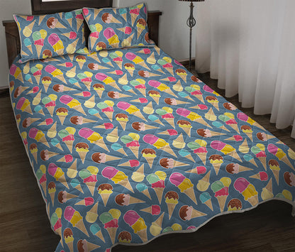 Colorful Ice Cream Pattern Print Quilt Bed Set