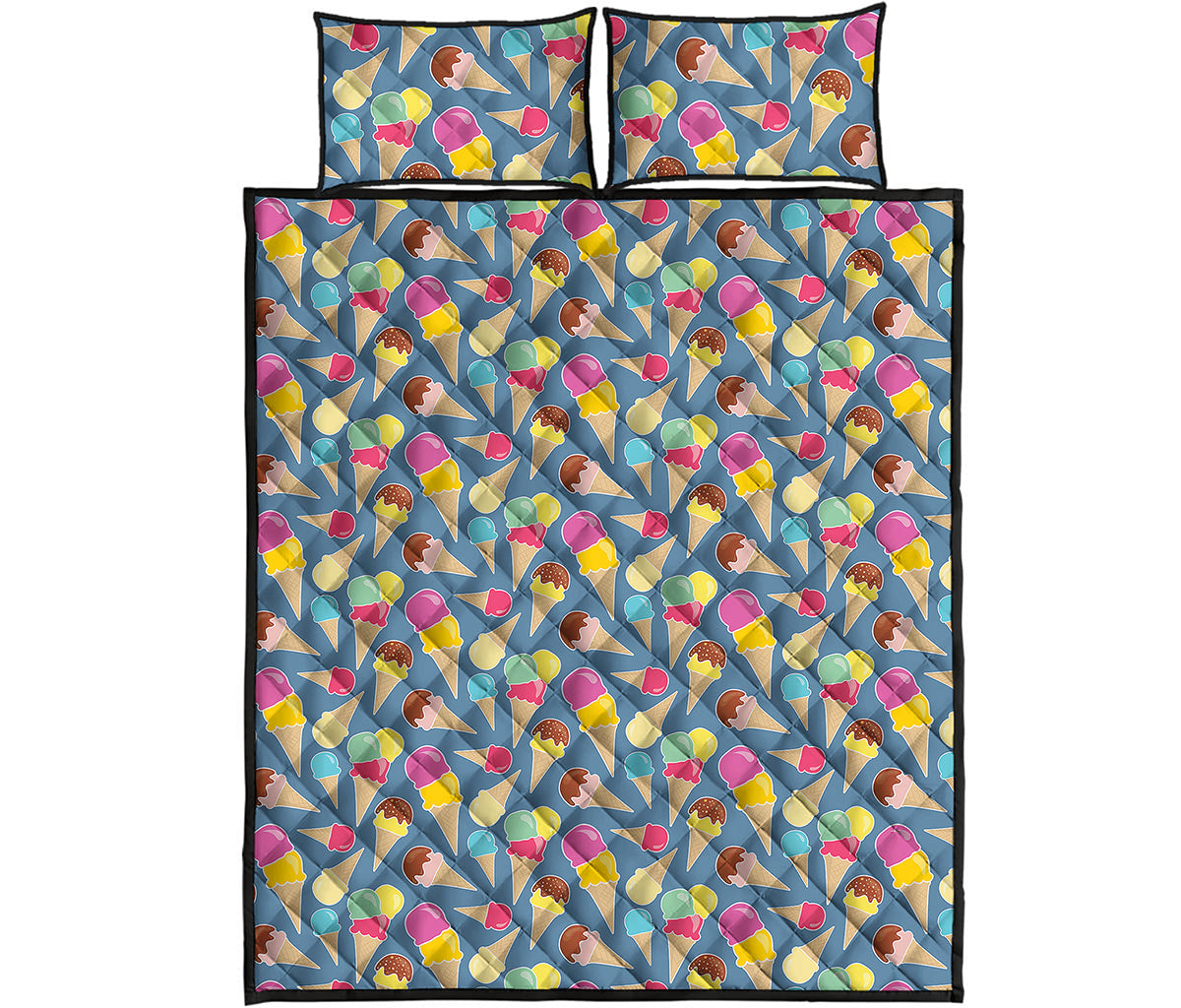 Colorful Ice Cream Pattern Print Quilt Bed Set
