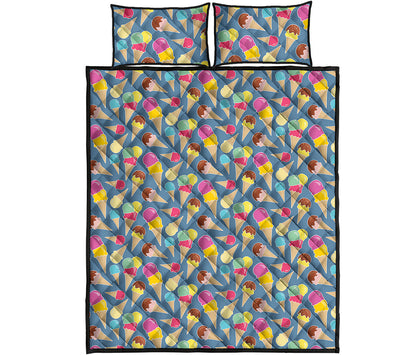 Colorful Ice Cream Pattern Print Quilt Bed Set