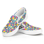 Colorful Ice Cream Pattern Print White Slip On Shoes