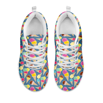 Colorful Ice Cream Pattern Print White Sneakers