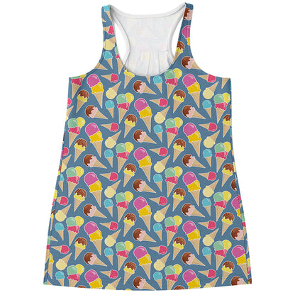 Colorful Ice Cream Pattern Print Women's Racerback Tank Top