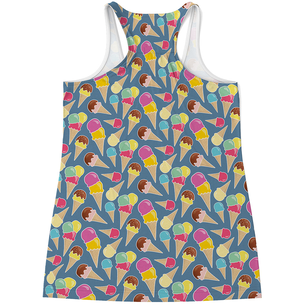 Colorful Ice Cream Pattern Print Women's Racerback Tank Top