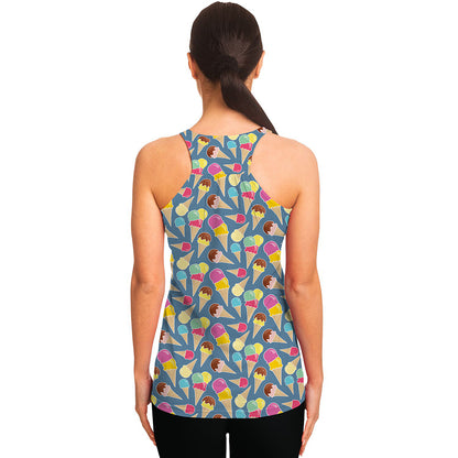 Colorful Ice Cream Pattern Print Women's Racerback Tank Top