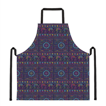 Colorful Indian Elephant Pattern Print Apron