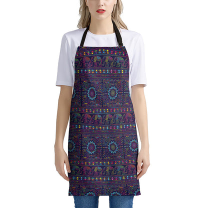 Colorful Indian Elephant Pattern Print Apron