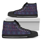 Colorful Indian Elephant Pattern Print Black High Top Shoes