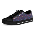 Colorful Indian Elephant Pattern Print Black Low Top Shoes