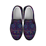 Colorful Indian Elephant Pattern Print Black Slip On Shoes