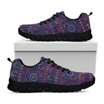 Colorful Indian Elephant Pattern Print Black Sneakers