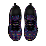 Colorful Indian Elephant Pattern Print Black Sneakers