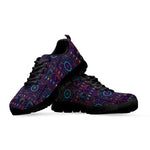 Colorful Indian Elephant Pattern Print Black Sneakers