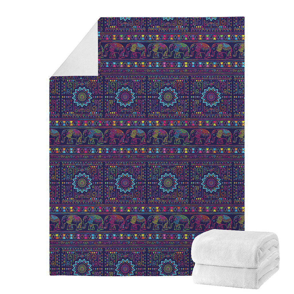Colorful Indian Elephant Pattern Print Blanket