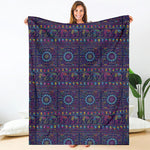 Colorful Indian Elephant Pattern Print Blanket