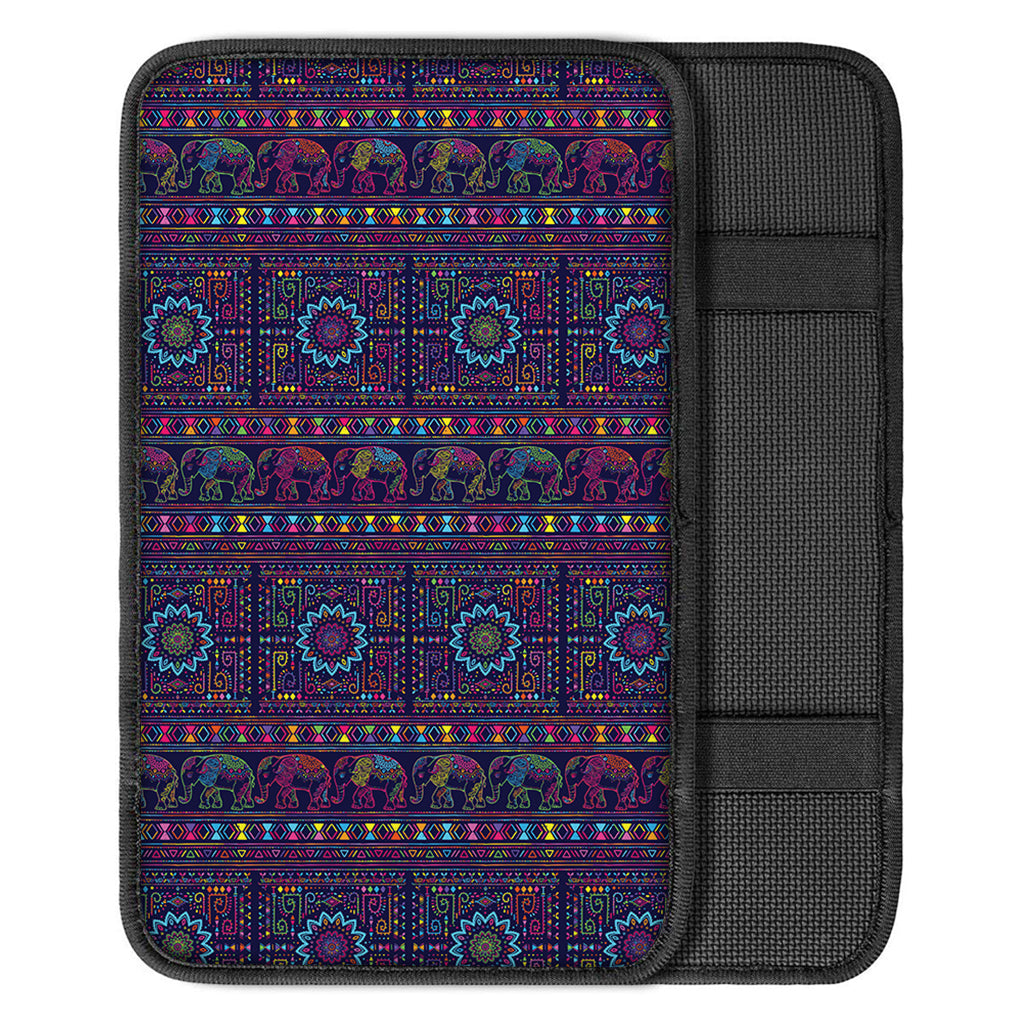 Colorful Indian Elephant Pattern Print Car Center Console Cover