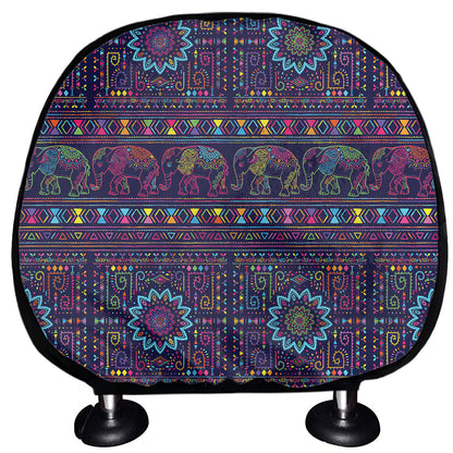 Colorful Indian Elephant Pattern Print Car Headrest Covers