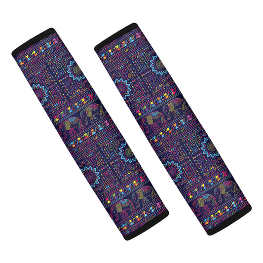 Colorful Indian Elephant Pattern Print Car Seat Belt Covers